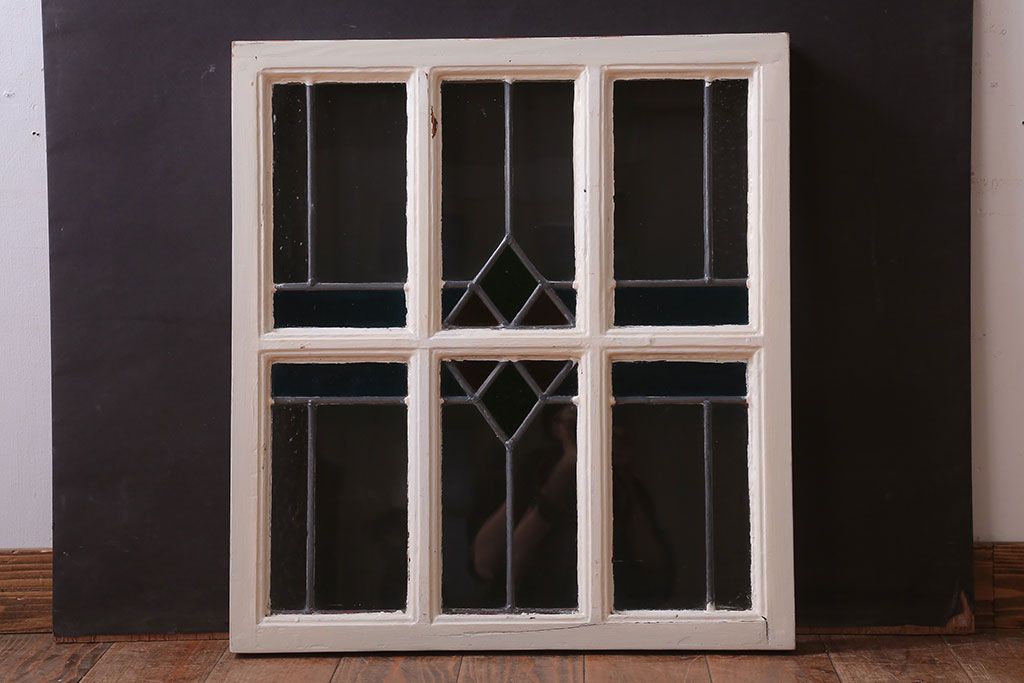 アンティーク雑貨　イギリスアンティーク　おしゃれなステンドグラスの小窓(明り取り)(2)