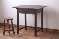 アンティーク家具　和製アンティーク　古い木製のシンプルな引き出し付き平机(デスク・テーブル)
