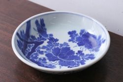 古民具・骨董　明治期　菊の図　アンティーク染付大皿(2)