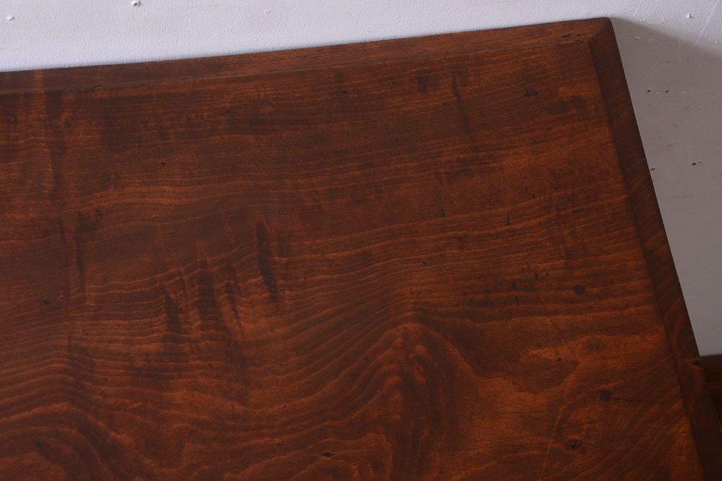 アンティーク家具　アンティーク　天板栃一枚板!つや消しブラックペイントの古い平机