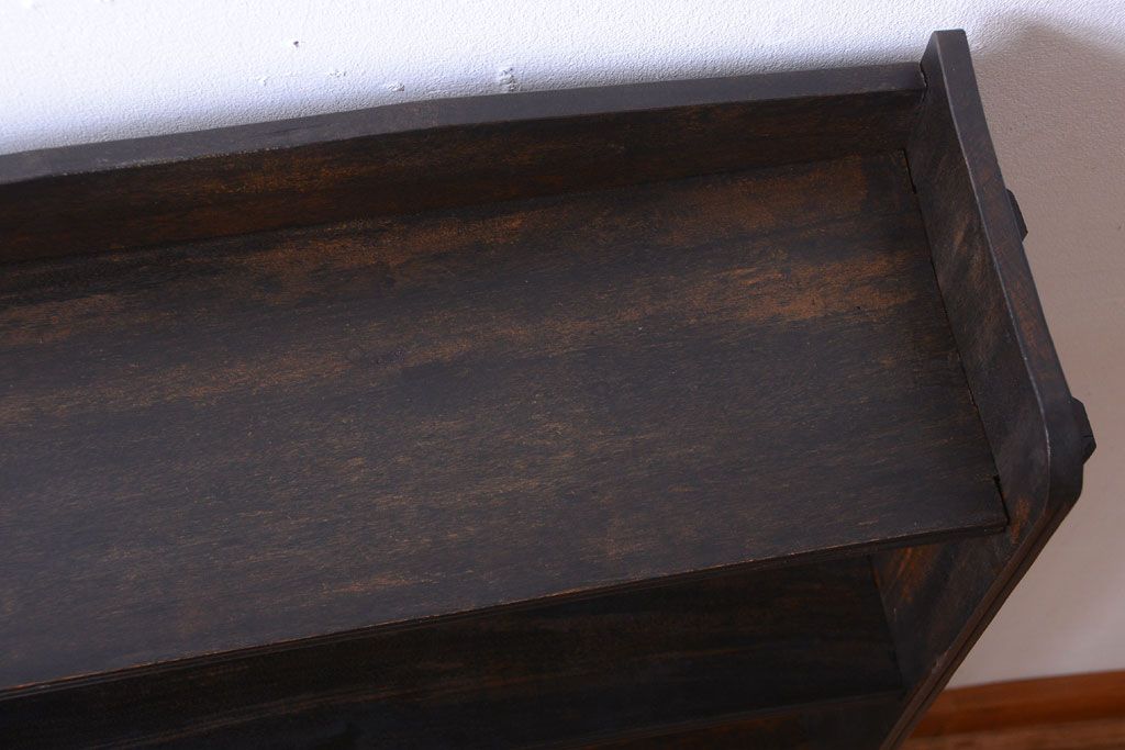 アンティーク家具　和製アンティーク　シンプルな古い木製の本棚(ブックシェルフ・飾り棚)(2)
