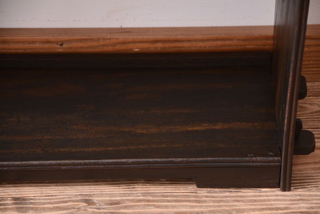 アンティーク家具　和製アンティーク　シンプルな古い木製の本棚(ブックシェルフ・飾り棚)(2)