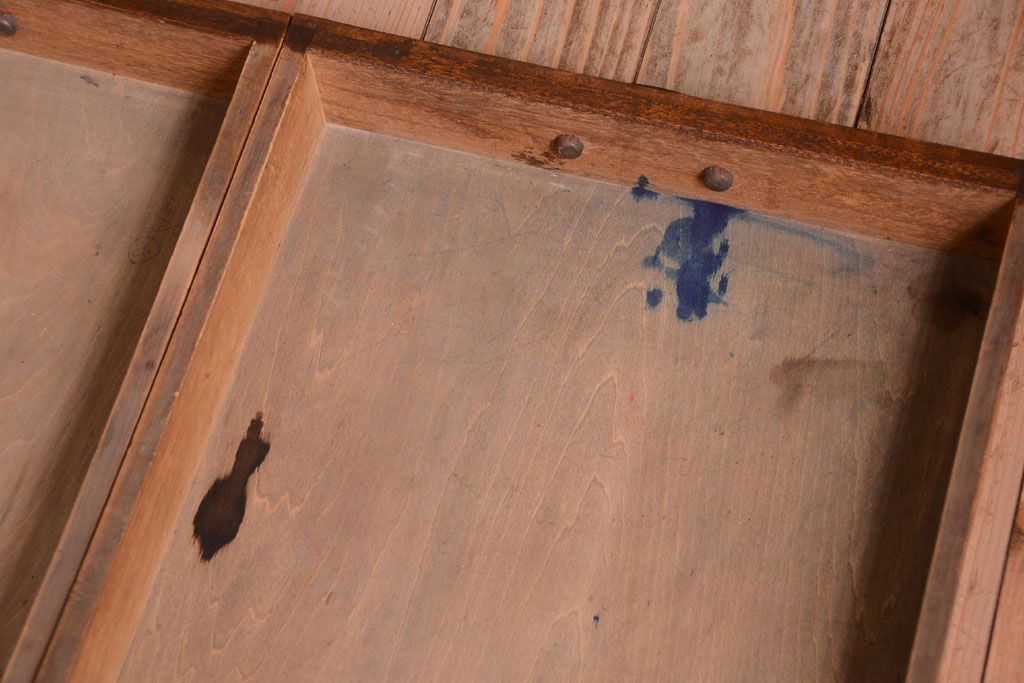 レトロ家具　昭和レトロ　古い木製のシンプルなアンティーク文机(3)
