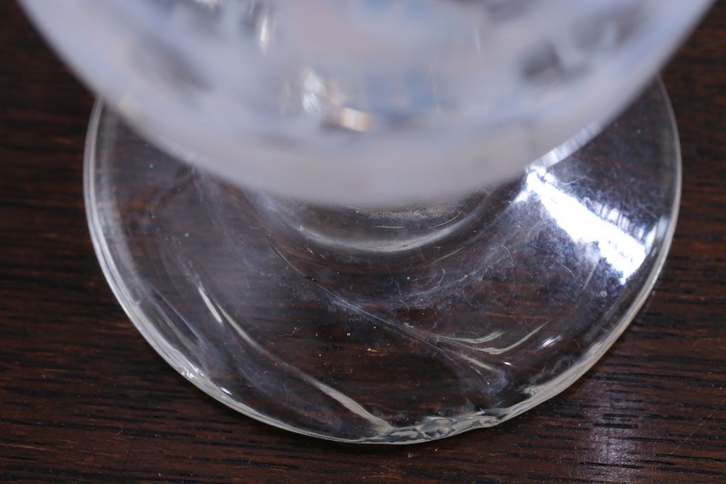 アンティーク雑貨　アンティーク　当時物　赤縁乳白水玉氷コップ(3)