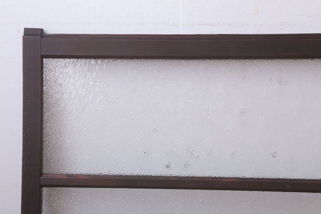 アンティーク　レトロな古い木味のダイヤガラス入り引き戸2枚セット(窓)