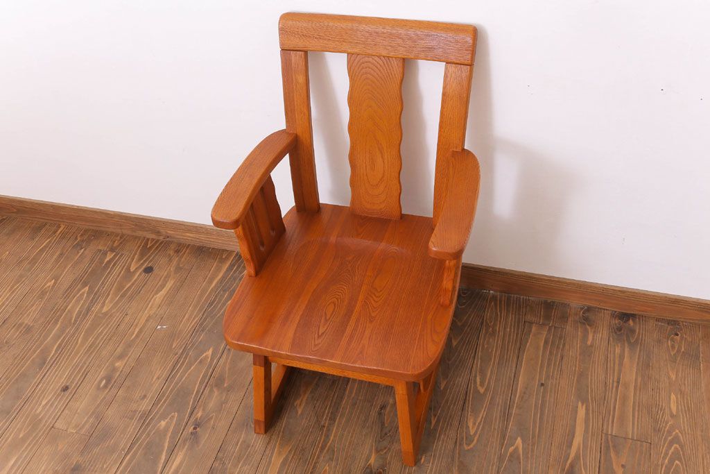 中古　欅材の回転椅子(回転イス)(2)