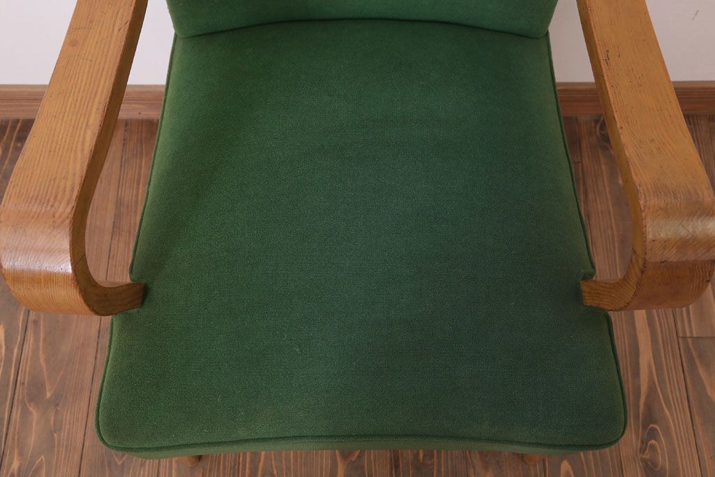 アンティーク家具　和製アンティーク　オリジナル座面のナラ材アームチェア(1)