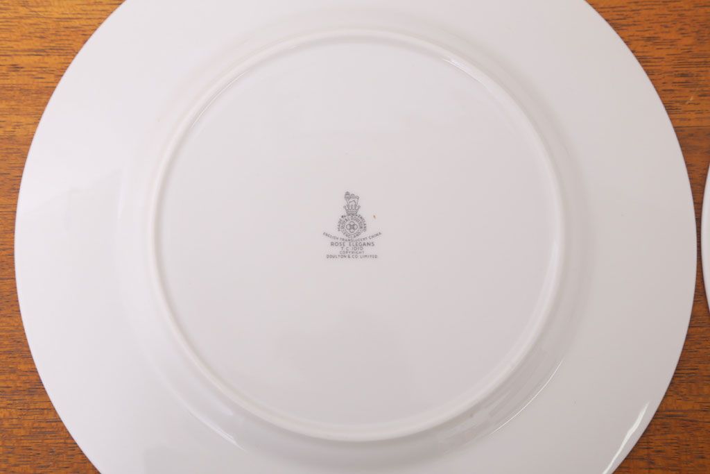 アンティーク雑貨　ROYAL DOULTON(ロイヤルドルトン)　ROSE ELEGANS(ローズ・エレガンス)　ディナープレート4枚セット(皿・洋食器)
