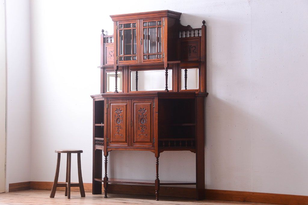 イギリス アンティーク 家具 シフォニア キャビネット ミラー
