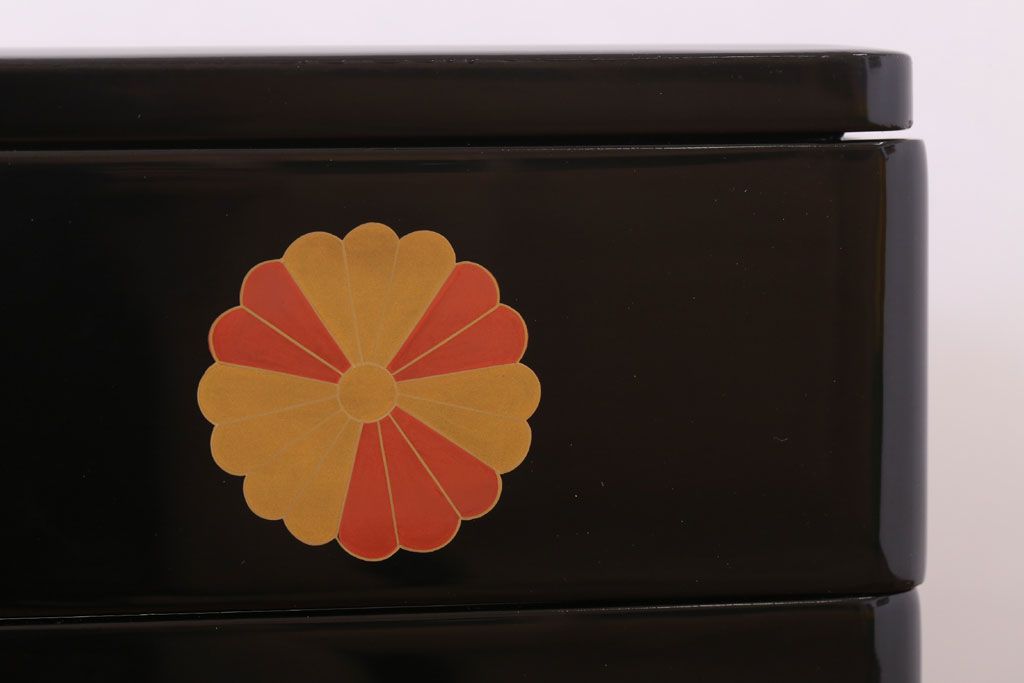 天平堂　漆器　木製　蒔絵　四段重箱　共箱