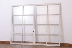 【A様ご成約分】アンティークの昭和レトロなガラス戸2枚セット(引き戸・窓)(2)