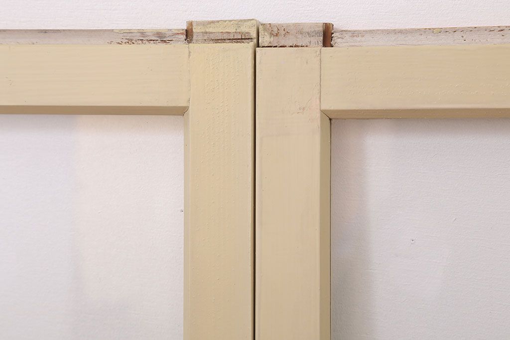 アンティークのペイント引き戸2枚セット(ガラス戸・窓)(3)