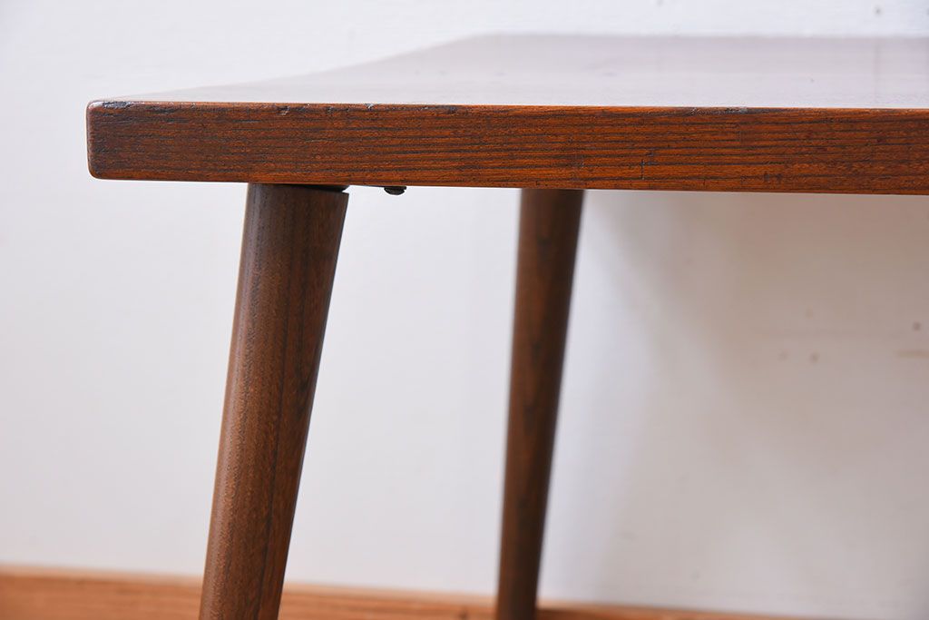 アンティーク家具　シンプルデザイン　天板欅材一枚板!おしゃれなサイドテーブル(カフェテーブル)