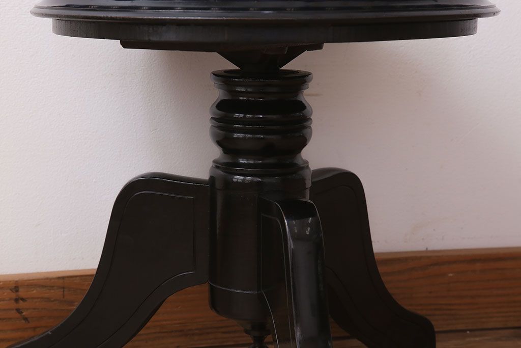 アンティーク家具　アンティーク　クッション座面!古い木製のおしゃれな回転スツール