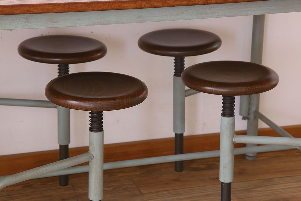 【B様ご決済用】ラフジュ工房オリジナル 8脚格納スツール付きテーブル