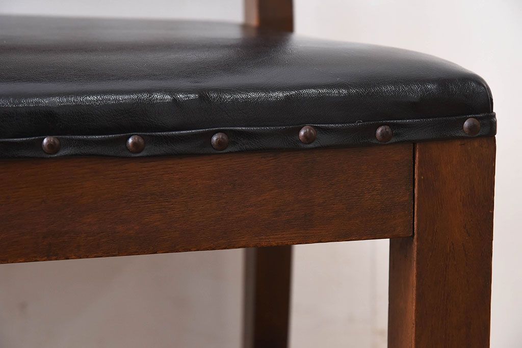 レトロ家具　ナラ材　昭和レトロ　古い木製のアンティークソファベンチ(長椅子)