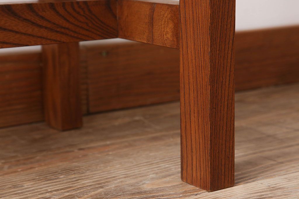 アンティーク家具　総欅材　シンプルなアンティーク平机(サイドテーブル)