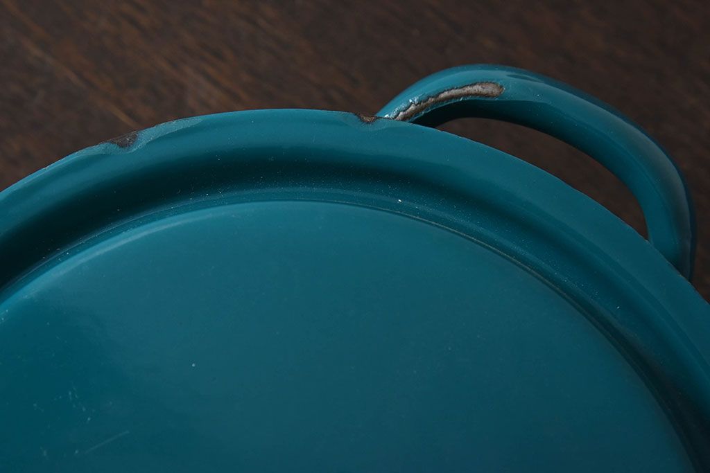 アンティーク雑貨　ヨーロッパビンテージ　ホーロー(琺瑯)　レトロな両手鍋