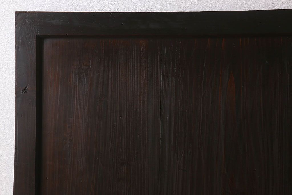 明治大正期　古民具・骨董　古い木味の格子帯戸2枚セット