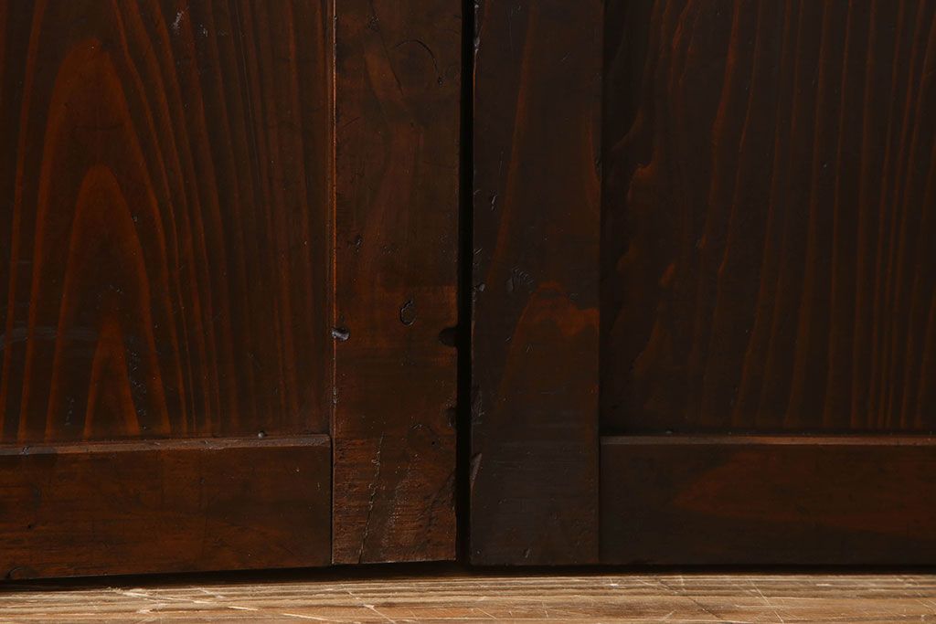 明治大正期　古民具・骨董　古い木味の格子帯戸2枚セット