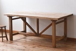 アンティーク家具　極厚天板　ナラ材製　木味　大きなアンティーク作業台(ダイニングテーブル)