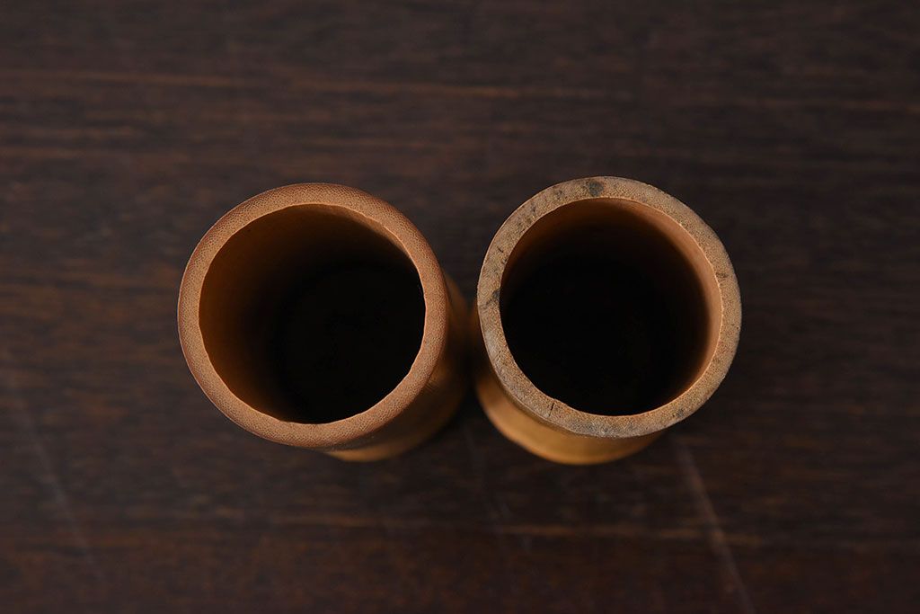 アンティーク雑貨　唐木 縞黒檀材製　上品な和製アンティーク煙草盆一対