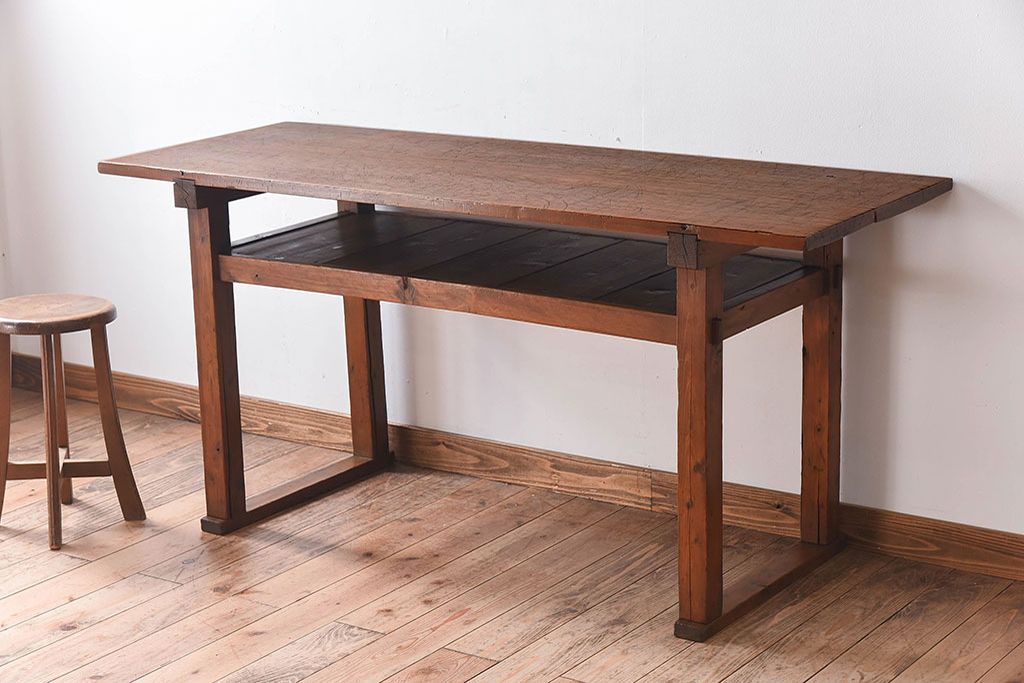 アンティーク家具 アンティーク 古い木製のシンプルな作業台(テーブル 