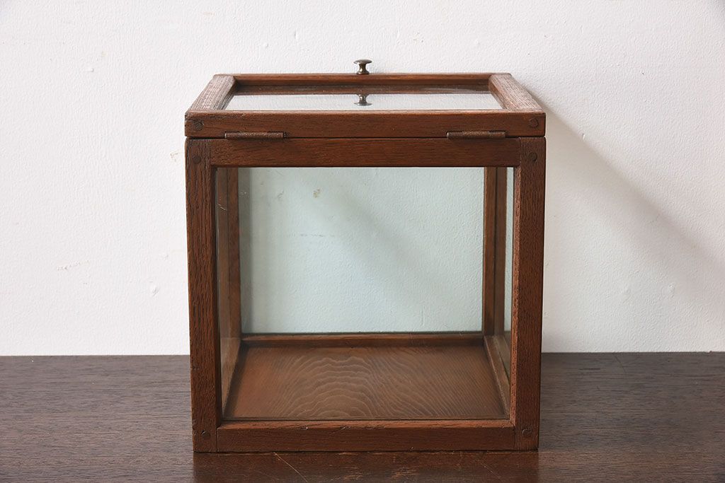アンティーク雑貨　木製フレーム　レトロデザイン　小さなアンティークガラスケース(2)