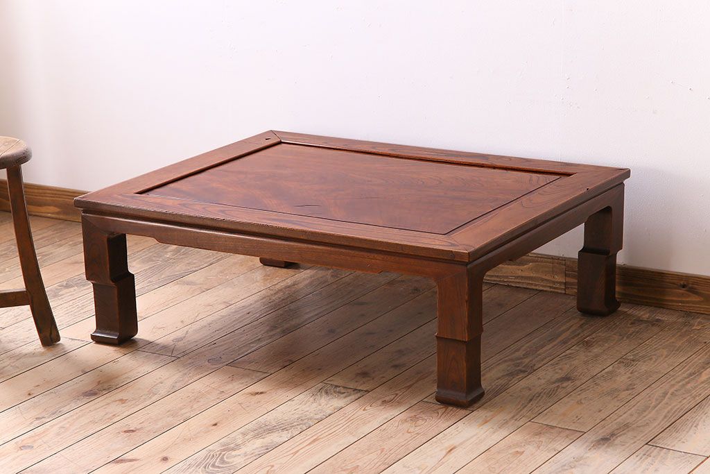 在庫品特価 古い木製のテーブル 欅製無垢材 欅製座卓 古家具 古民家 座