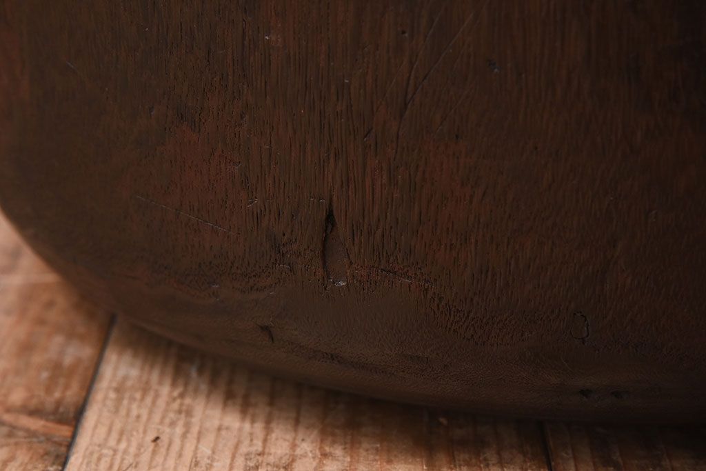 アンティーク雑貨　刳り貫き　古い木の味わいが趣ある和製アンティークの桐火鉢(2)