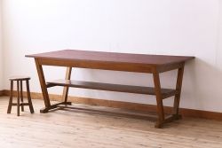 ヴィンテージ家具　和製アンティーク　ナラ材製　味わい深いビンテージの大きなダイニングテーブル(作業台)(1)