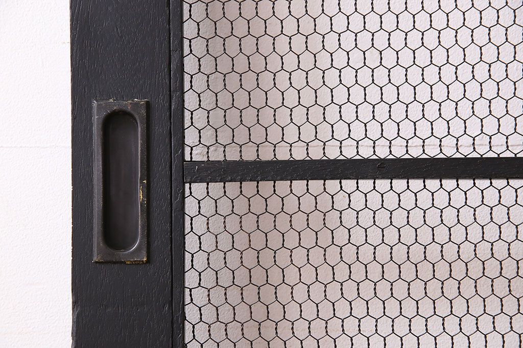 アンティークペイント　金網　シャビーなグリアージュ戸1枚(建具、引き戸・ドア)(2)