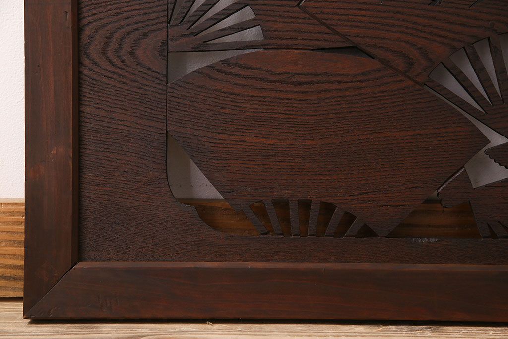 アンティーク雑貨　ヒノキ・ケヤキ材　和製アンティーク　扇透かし欄間(2)