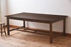 アンティーク家具　和製アンティーク　オーク材の特大作業台(ダイニングテーブル)