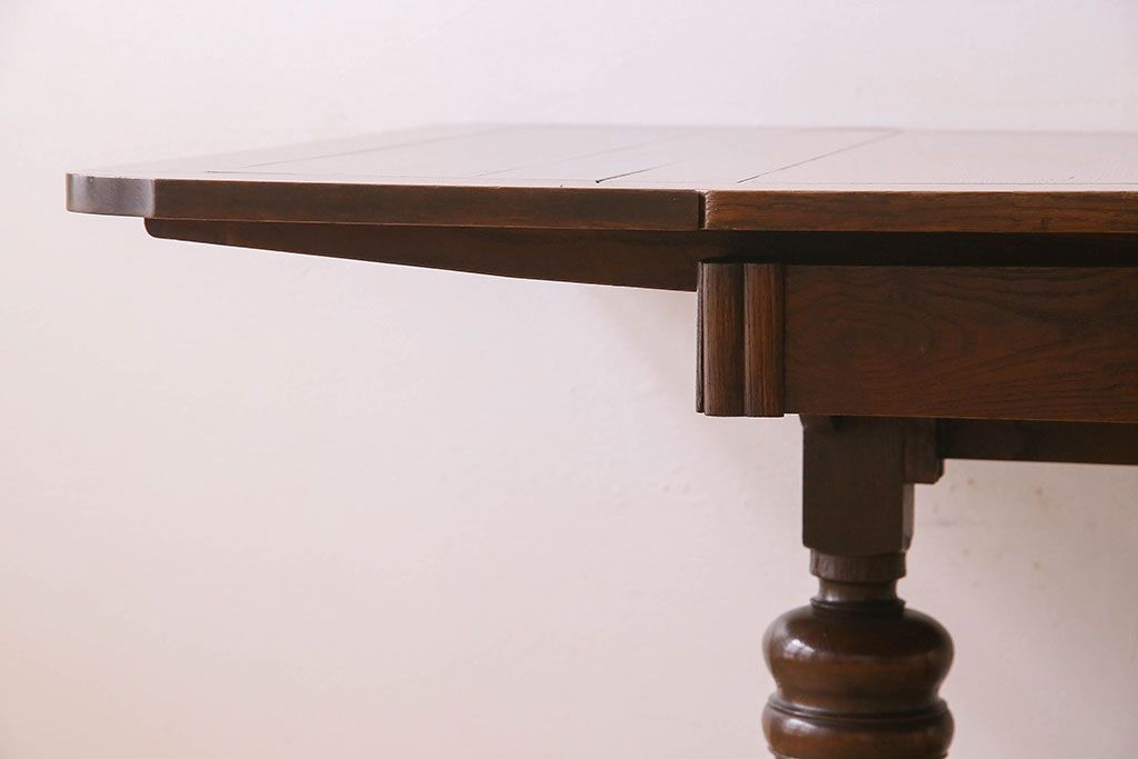 アンティーク家具　イギリスアンティーク　オーク材　ドローリーフテーブル(エクステンションテーブル)