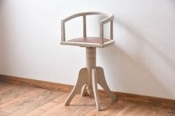 中古　松本民芸家具　凝った装飾が素敵な南京小椅子(板座チェア、イス、いす、ダイニングチェア)(R-071462)