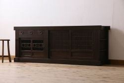 アンティーク家具　明治期　六尺　水屋箪笥ローボード(サイドボード、テレビ台、キャビネット、収納棚)
