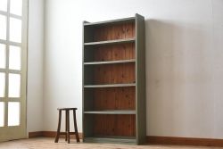 ペイント家具　オリーブグリーンカラーのおしゃれな本箱(ブックケース、収納棚)