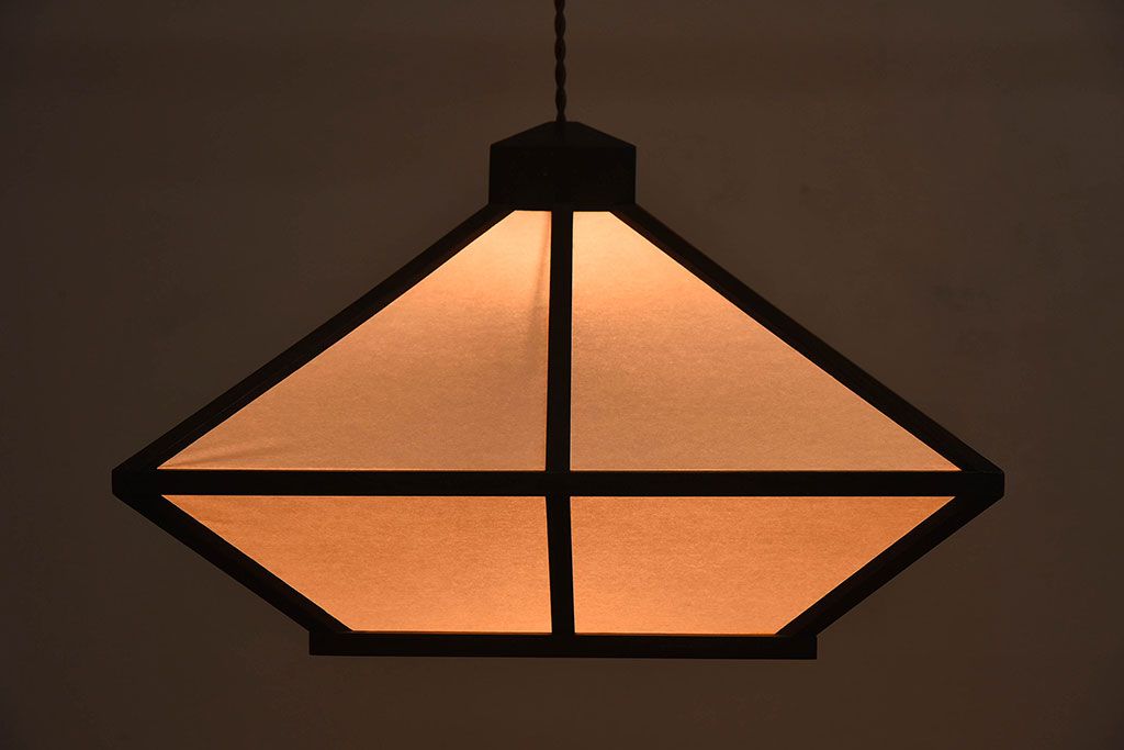 ビンテージ　栗材　和モダンスタイルにぴったりな天井照明(吊り下げ照明)(1)