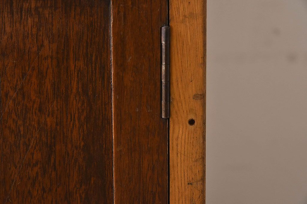 レトロ家具　昭和レトロ　栓材　木色の違いが印象的な片袖机(デスク)