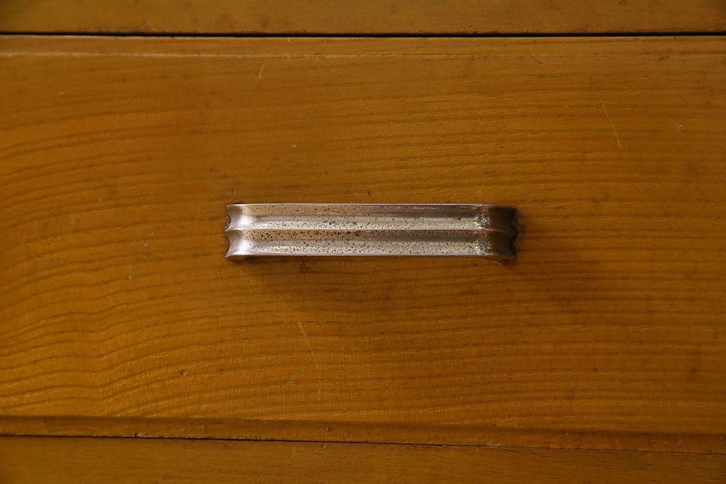 レトロ家具　レトロスタイル　和製アンティークの栓材製片袖机(デスク)