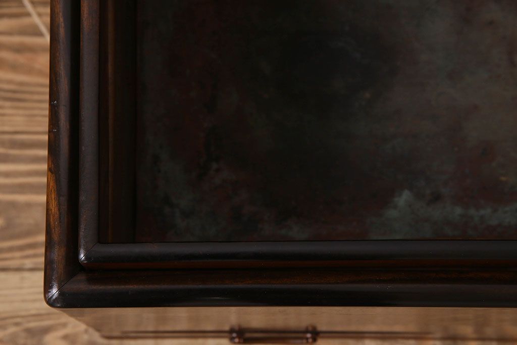 アンティーク雑貨　古民具・骨董　猫板付き　ケヤキの杢目が魅力的な長火鉢