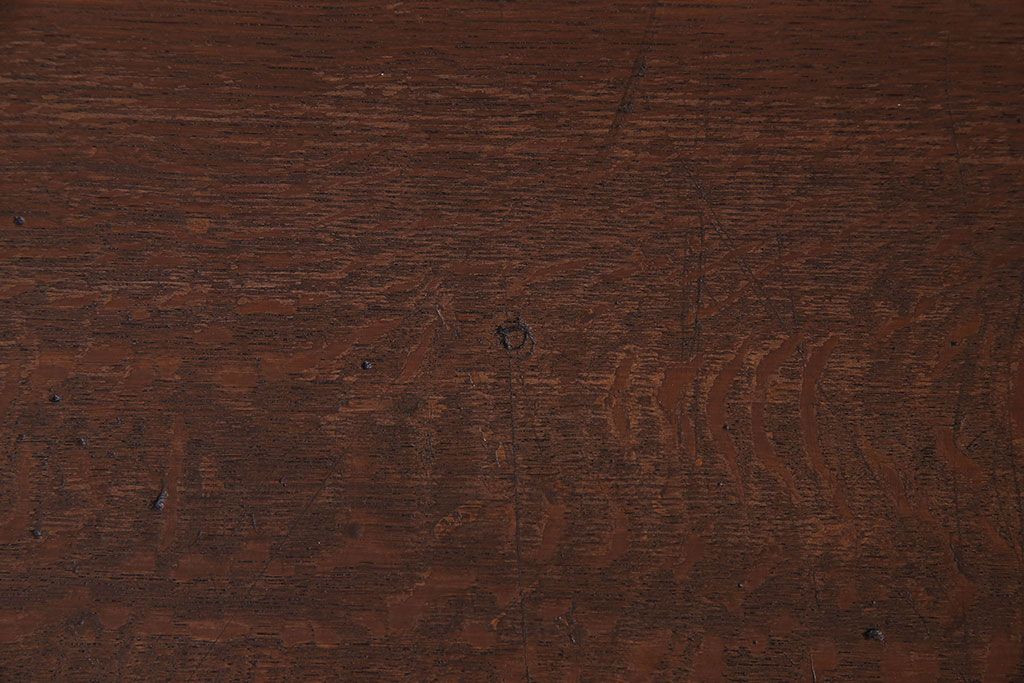 レトロ家具　昭和レトロ　ナラ材一枚板 古材の質感が味わい深い鉄脚ベンチ(長椅子、アイアンベンチ)(1)