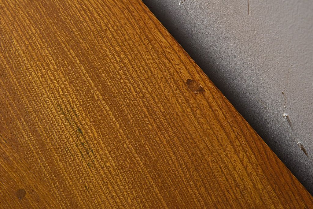 レトロ家具　昭和レトロ　古い木の質感が味わい深い薄型片袖机(デスク、在宅ワーク、在宅用学習机)