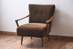 レトロ家具　昭和レトロ　フレームのデザインが美しい一人掛けソファ(ソロンチェア、クッションソファ、椅子)  (2)