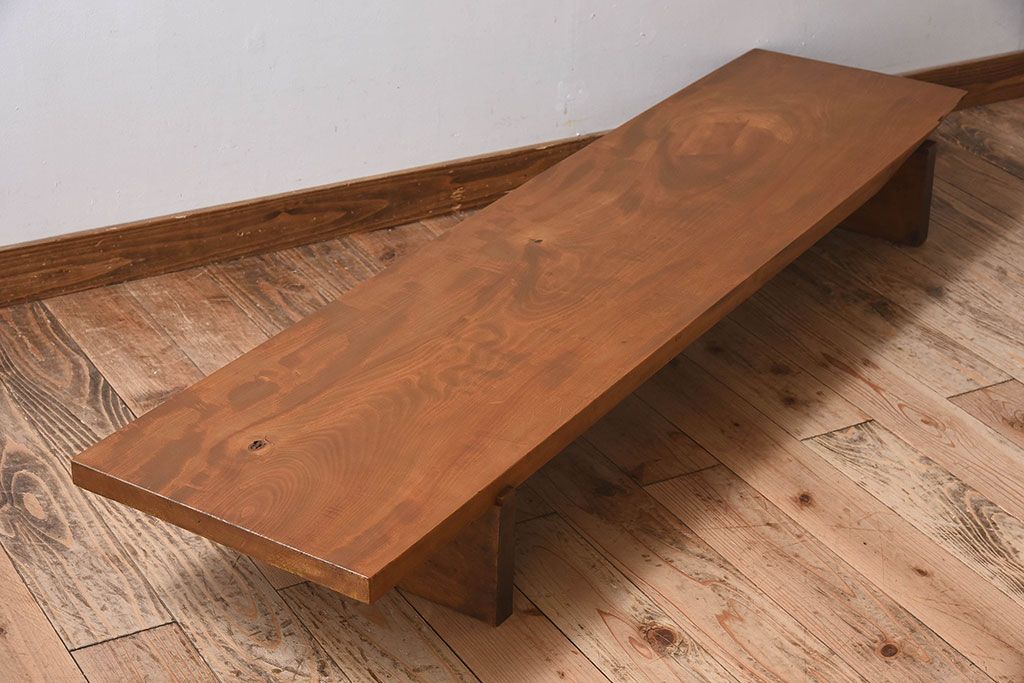 アンティーク雑貨　和製アンティーク　栃の木一枚板　和の趣溢れる裁ち板(文机、ローテーブル)