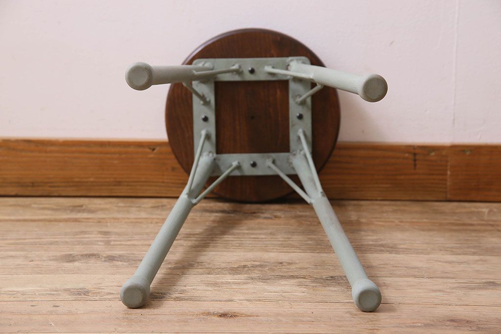 ラフジュ工房オリジナル　アンティークペイントがお洒落な丸型ハイスツール(椅子、チェア、丸イス)(1)