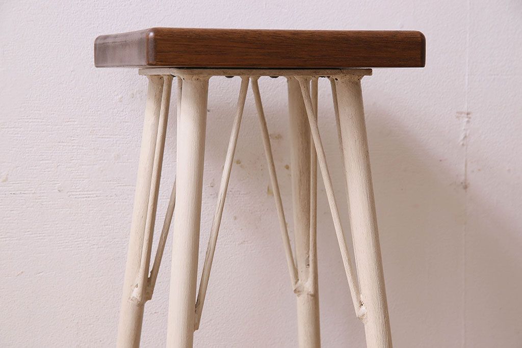 アンティーク雑貨　ラフジュ工房オリジナル　アンティークペイントがお洒落な角ハイスツール(椅子、チェア、イス)(2)