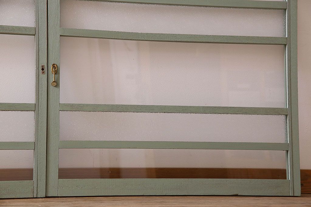 ペイント建具　可愛らしいカラーが素敵なアンティークガラス戸4枚セット(窓)