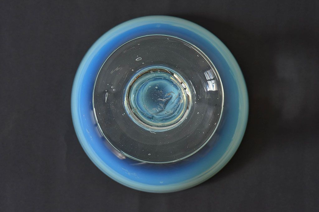 アンティーク雑貨　大正時代　青緑乳白暈し氷コップ(吹きガラス、和ガラス)(1)